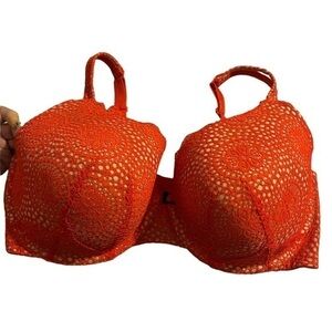 Plus Size Women's Cacique Nude/Red T-Shirt Lace Overlay Bra Size 42DDD GUC #6390
